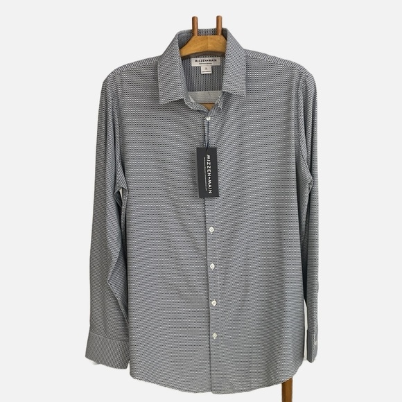 Mizzen + Main Leeward Shirt X-Large Trim Fit NWT Button Front Performance Print - Picture 1 of 9